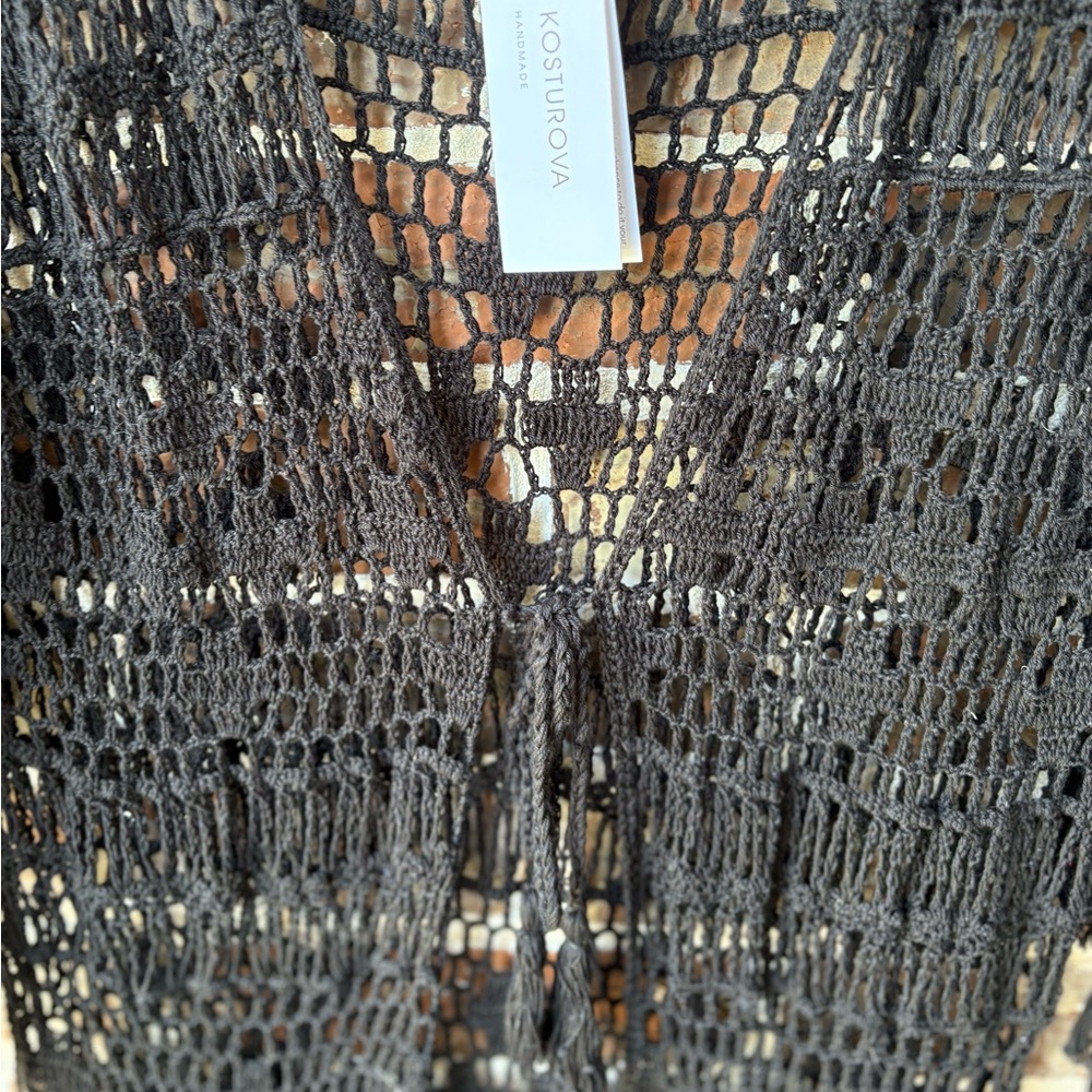 Anna Kosturova The Collection Handmade Crochet Black Coverup Size Small NWT - Picture 5 of 13